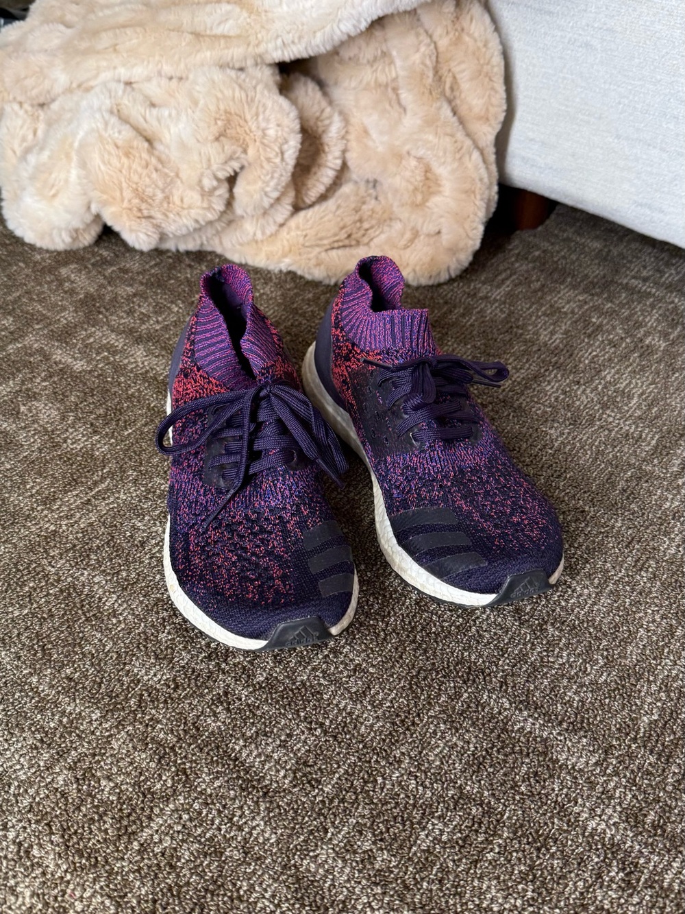 adidas Women’s Purple and Pink Knit Athletic Shoes